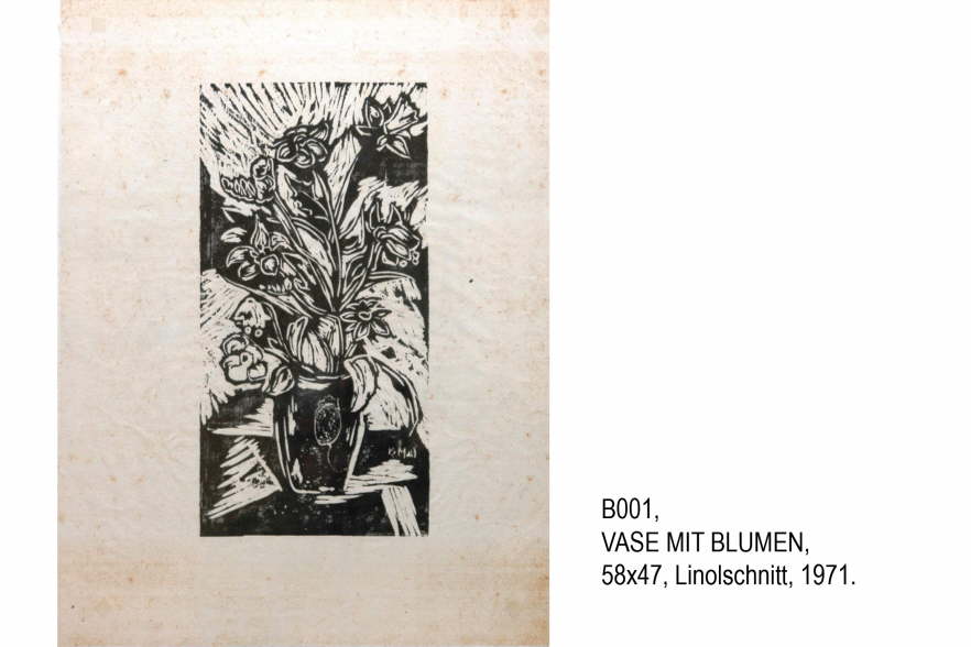3301-31B001 VASE MIT BLUMEN 58x47 Linolschnitt 1971