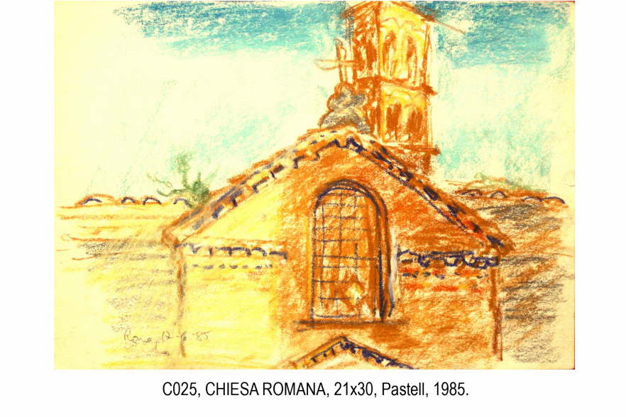 3423-45C025 CHIESA ROMANA  21x30 Pastell 1985 copia